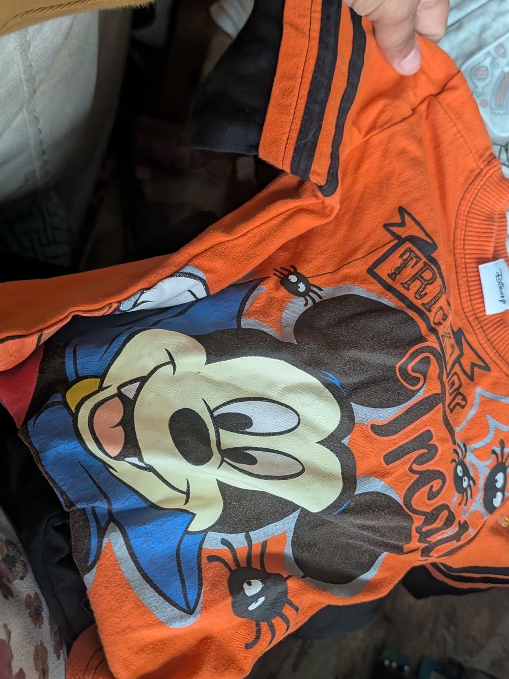 Disney Orange and Black Mickey Mouse Halloween Tee